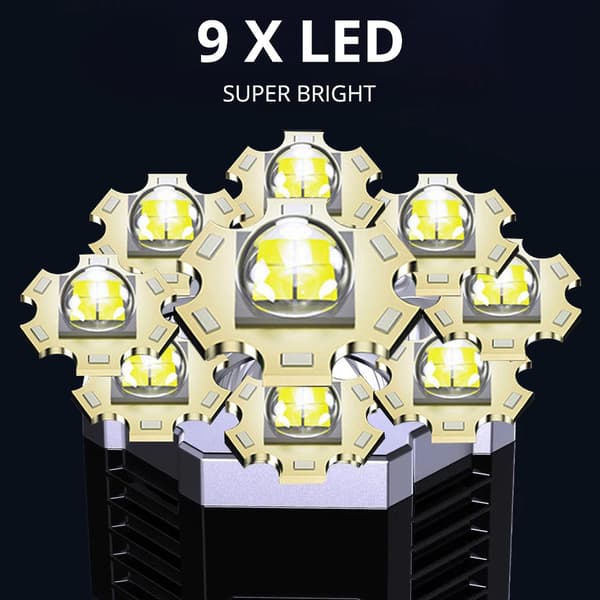 Taskulamppu Led-taskulamppu Yhdeksän valoa yhdessä Kirkkaimmat ulkotaskulamput 100 000 lumenia（E）