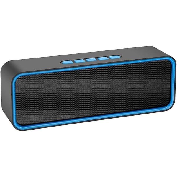 Bärbar trådlös högtalare (blå), Bluetooth 5.0, med 3D stereo Hi-Fi-bas, 1500 Mah batteri, 12 timmars speltid