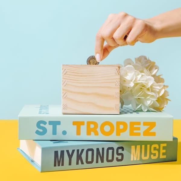 Træpengeboks - CREATIVE DECO - Firkantet - 9,5 x 9,5 x 9 cm - Kan tilpasses - Indendørs