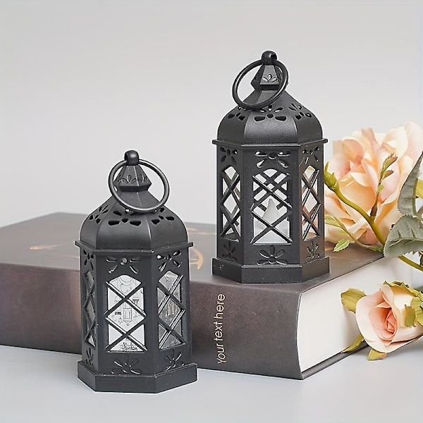 Europeisk Ramadan-lampa marockansk stil mini plast hexagonal vindlampa LED elektroniskt stearinljus semesterdekoration jul halloween ponnylykta R