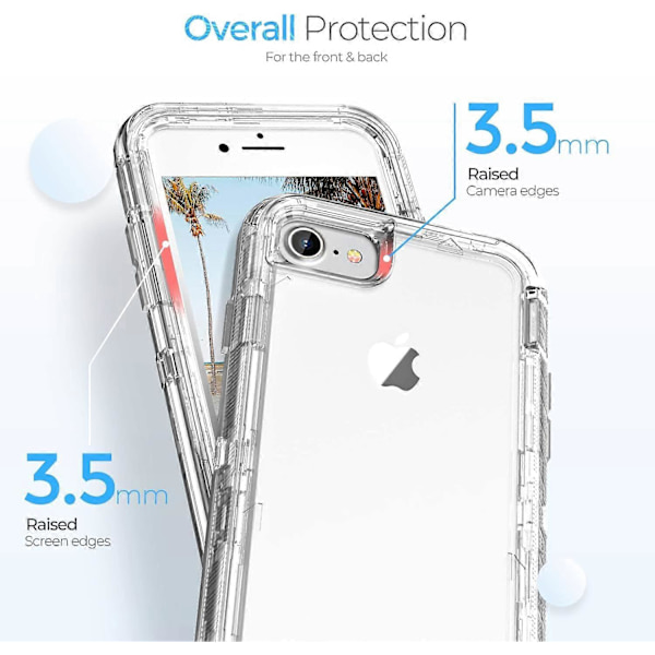 Fodral Kompatibelt med iPhone 7 Plus, Kompatibelt med iPhone 8 Plus, Robust Stötsäkert Anti-Fall Transparent Skal Kristallklart -