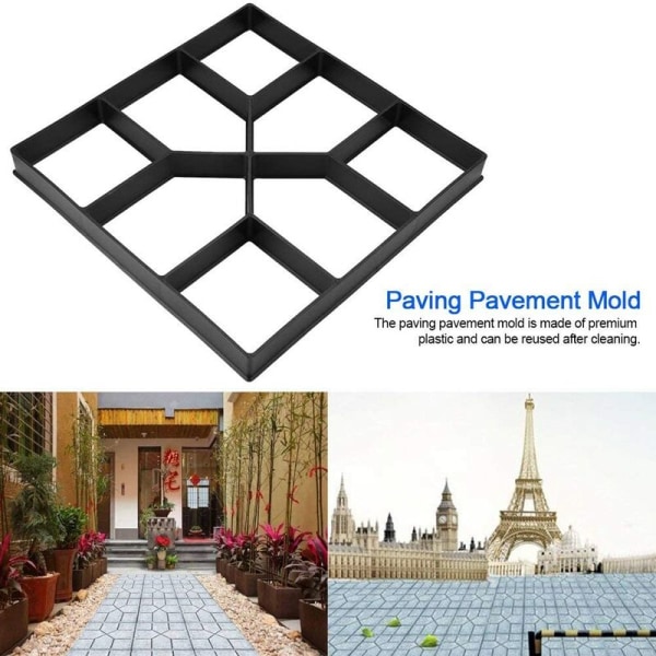 Haveform Plastbelægningsform Asymmetrisk Stenform Mursten Cement Beton DIY Havesti Pation Patio (40x40x4cm) - DKSFJKL