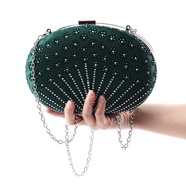 Evening Bag,party Purse Beads Evening Bag Wedding Handbag Beaded Sequin Flower Clutch Metal（round style）