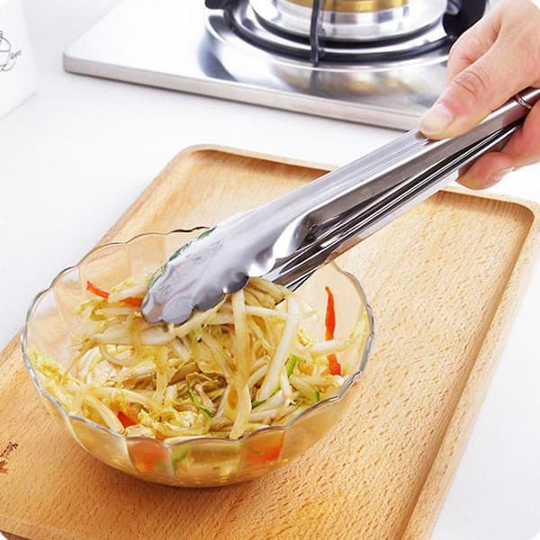 Lång rostfri stål tång kök bröd matlagning servering BBQ biff klämma（9 tum）