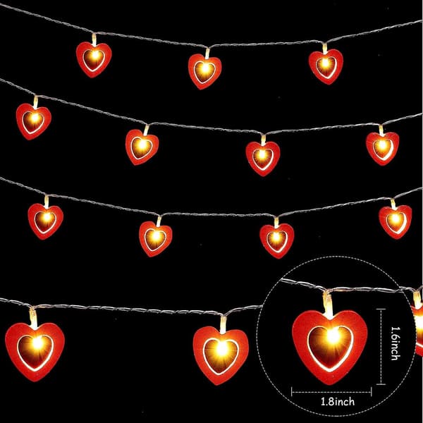 Valentine's Day Hjerteformet LED-lyssnor - 40 Røde Lys