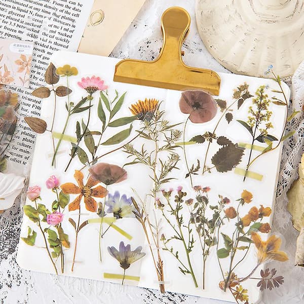 40 stk. Simuleringsblomster Scrapbooking Sticker Pack Planter Serie Transparent Dekal Samling til（D）