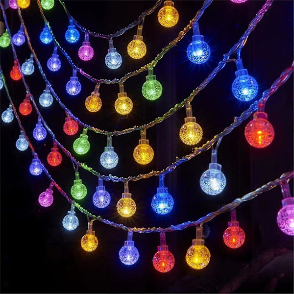 Solcells bubbelboll ljusslinga utomhus camping trädgård ljusslinga dekorativ ljusslinga kristallboll LED färgljus A（A）