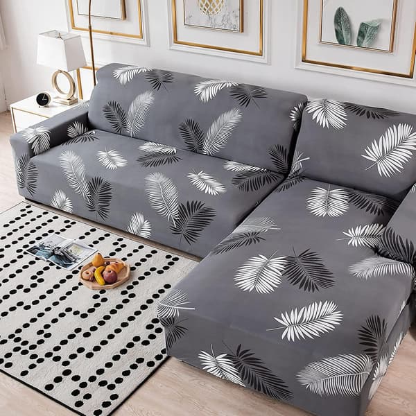 Sofaovertræk, strækbart sofaovertræk jacquard sofasikring (fjer, 1-personers sofaovertræk: 90-140 cm)（B）