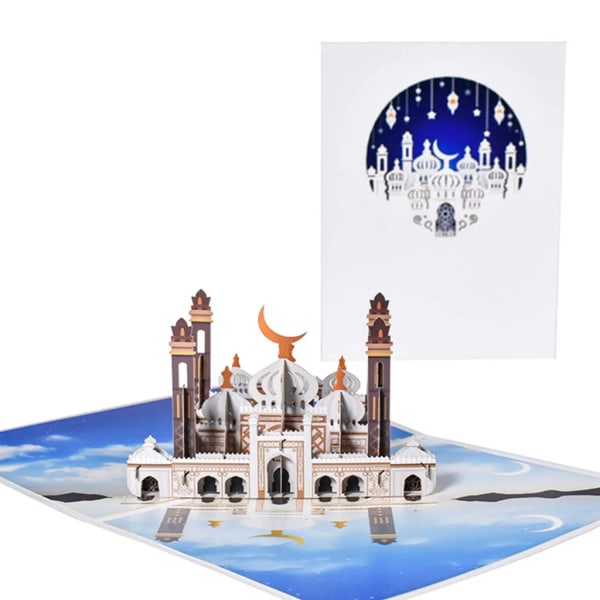 3D Eid Mubarak-kort, handgjorda gratulationskort muslimsk islamisk present med kuvert- 1#