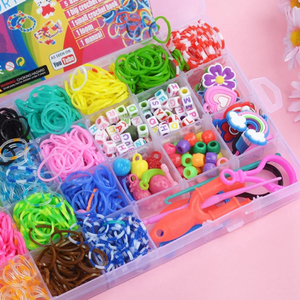 Loom Bands Kit Loom Bands with Loom and Hook Rainbow Webbing Bands för armband