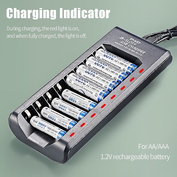Lcd-skærm, oplader, 8-slot opladere, batterier oplader, nimh oplader, opladningsboks, batteriopladere, aa oplader, aaa oplader, batterioplader