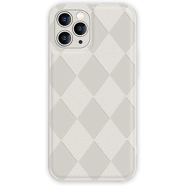 Kompatibel med iPhone 11 Pro Max Skal Vit Lyxig 3D Romb Mjuk TPU Läder Telefonfodral för iPhone 11 Pro Max 6.5 Tum Stötsäker Lins Skydd