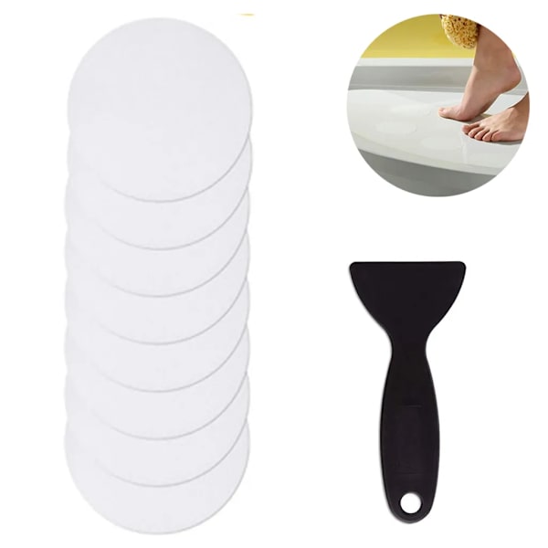 Halkskyddsdekaler, 12 Duschmatta Pads, Transparent Självhäftande, Halkskydd för Badkar och Duschar med Plastskrapa