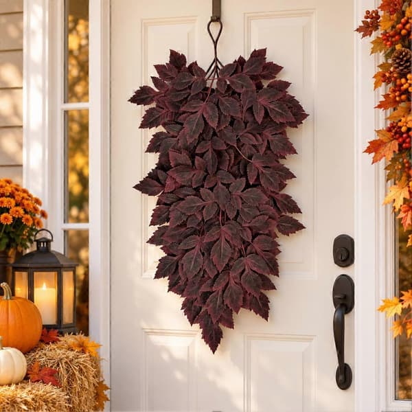 Kunstig lønneblad-ranke i stoff til Thanksgiving, høst-oransje Dark red