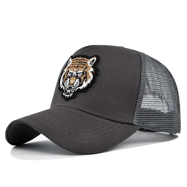 Cartoon Embroidery Baseball Cap Tiger Head Embroidery Peaked Cap Mesh Cap Personalized Embroidery Curved Brim Sun Hat