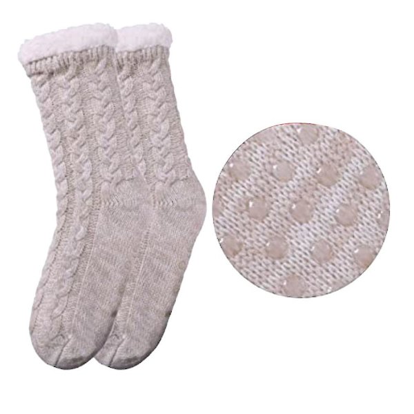 Dame Sokker Myke Varme Koselige Fuzzy Fleece-fôret Med Grippers Tøffelsokker（Blå）