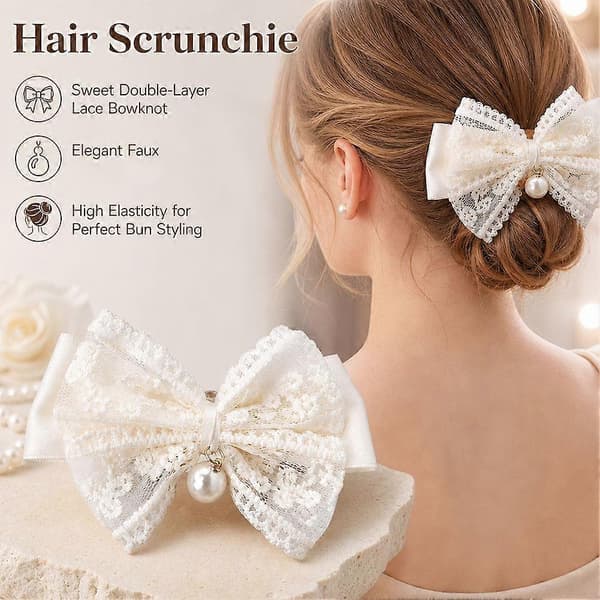 Blonder Scrunchie Sløyfe Hårstrikk Elastisk Hårtau Tilbehør Mesh Robust Black