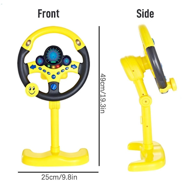 Flerfärgat barns ratt Elektrisk ratt leksak med ljud Pedagogisk barn Co- Barn bil leksak Sång leksak Present Z（Gul）