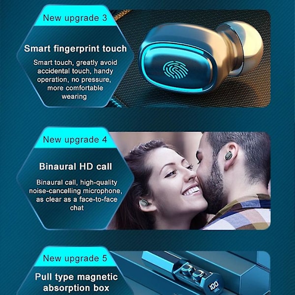 [bluetooth5.0 10d Hifi Surround] Tws Trådlösa Bluetooth-hörlurar Vattentäta Sporthörlurar Stereo In Ear Mini Bluetooth-hörlurar Trådlös Brusreducering