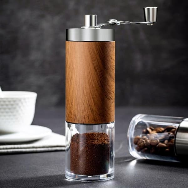 Bärbar manuell handkvarn i rostfritt stål för kaffebönor