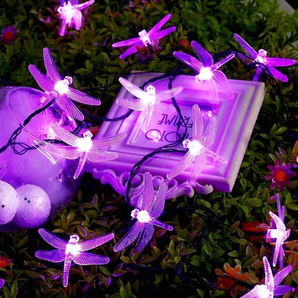 Solcelledrevne lysslynger 20ft 30led Dragonfly-formede vanntette fedekorasjonslys