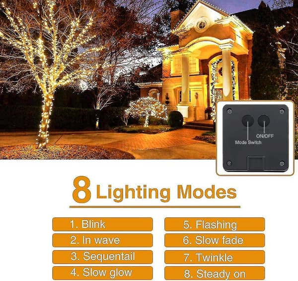 [4-pack] Solcellsslingor Utomhus, 12m 120 Led Solcellsslingor Utomhus Vattentät 8 Lägen Dec