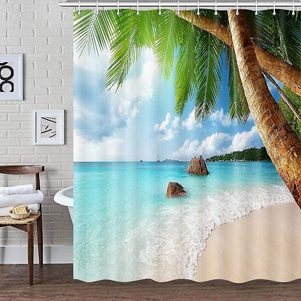 Tropisk Ocean Beach Tema Badeforhæng, Sea Palms Stof Badeforhæng Sæt, Sommer Ocean