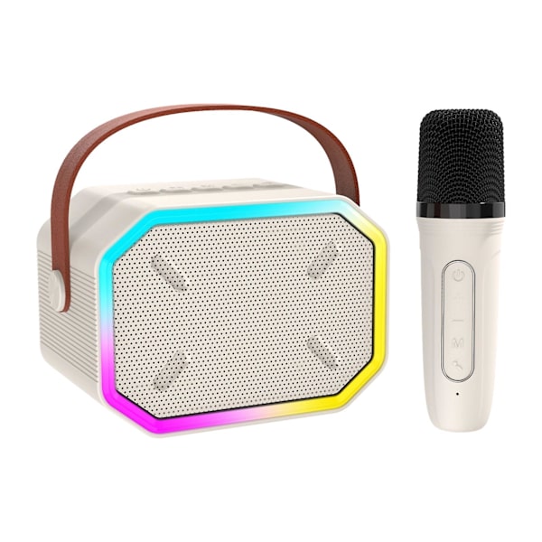 Bluetooth-högtalare Trådlös mikrofon Hemmastereo Karaoke-maskin（En storlek，Vit）