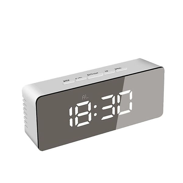 Digitalt skrivebord Bord Kurvet Led Skærm Vækkeur（Hvid）