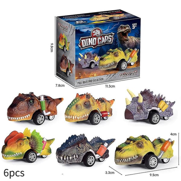 Dinosaurbil-lekesett Mini-simulering Dinosaur Pull Back & Go Biler Leker Barn Gutter Jenter Friksjonsdrevne Billeker Gaver