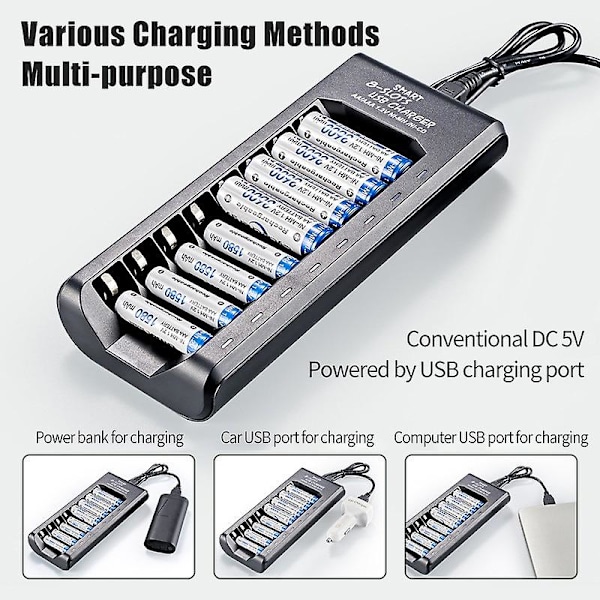 Lcd-skærm, oplader, 8-slot opladere, batterier oplader, nimh oplader, opladningsboks, batteriopladere, aa oplader, aaa oplader, batterioplader