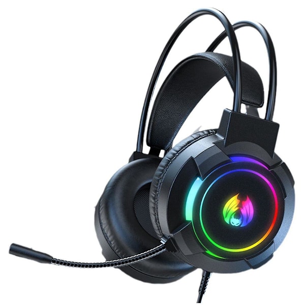 Gaming Headset 7.1 Stereo Surround Bass Headset Computer Gaming Console med Mikrofon RGB Headset（Sort）