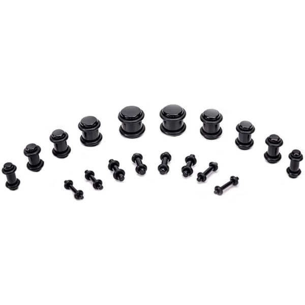Expanderstavar och pluggar i rostfritt stål för hål i öronen - Tunnelstorlekar 1,6 mm till 10 mm Set med 50