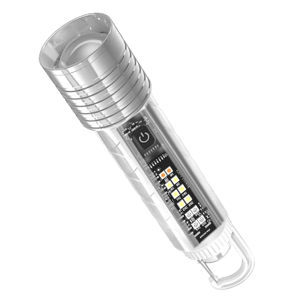 LED lommelykt med kraftig lys, USB-lading, teleskopisk zoom (E)