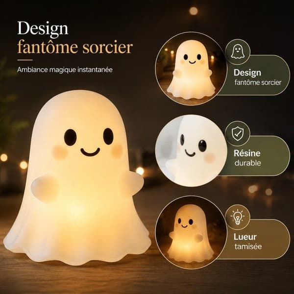 Spøkelsesnattlys - søt og leken harpiks - Halloween-dekorasjon