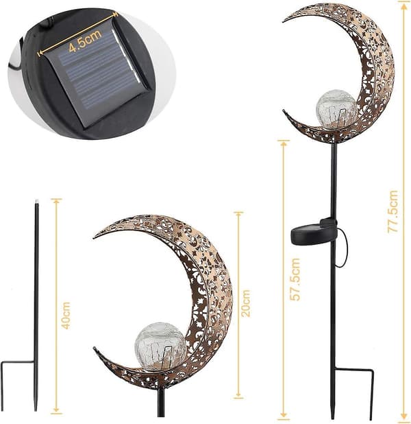 Solcellelampe til udendørs, solmånelampe LED have stand solcellelys, solcellelamper månehavelampe