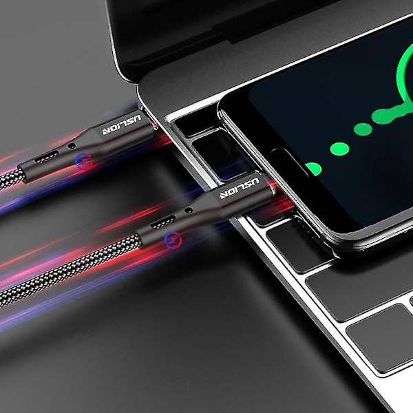 1m 2m 3m 60w Usb C Typ-c Snabbladdningskabel Laddningsdatakabel Dubbel Typ-c-3m Blå