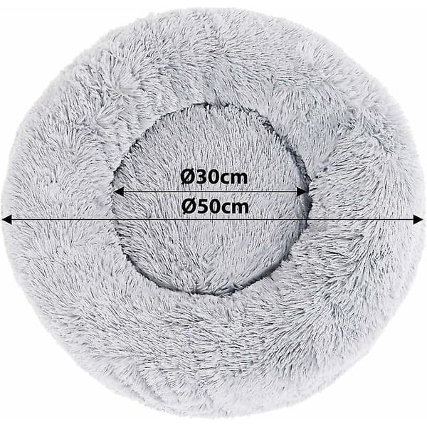 Rund hundekurv kattepude donutkurv 50 cm (m) lysegrå