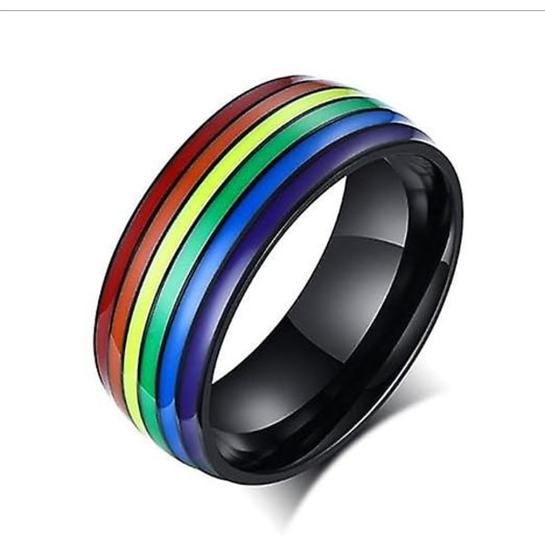 (Svart)Rainbow Ring-Förlovningsring-Rostfritt stål Par Ring-Par Damer Män