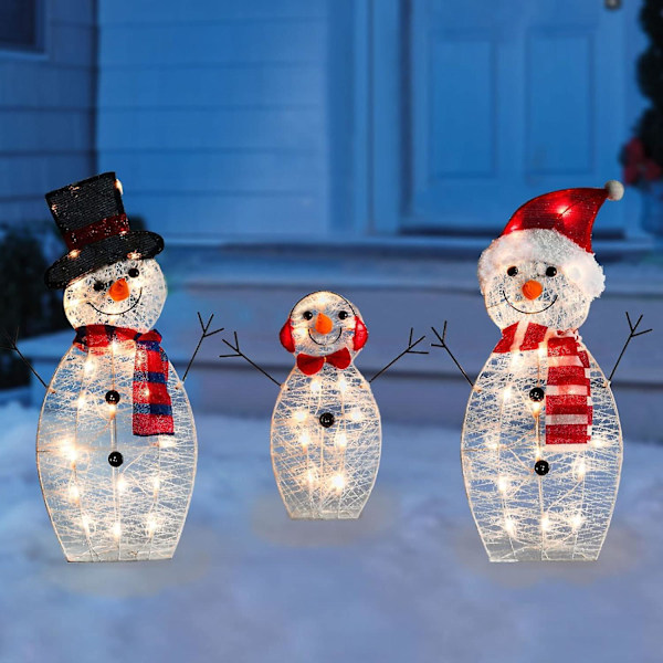 Pack Outdoor Snowman Christmas Ornaments, 31" 60 LED Outdoor Christmas Ornaments for Yard, Lawn, Garden