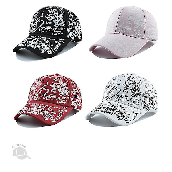 Hatt Herr Graffiti Tryck Baseball Cap Kvinna Utomhus Fritid Resor Solskydd Anka Tunga Cap（Vit）