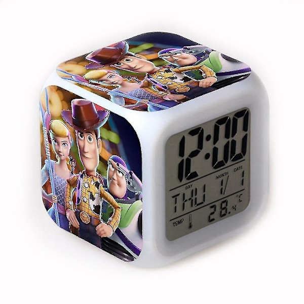Toy Story 4 Väckarklocka Gaffel Anka Kanin Färgförändrande Skrivbordsklocka