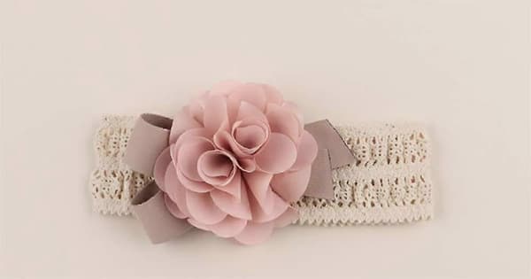 Söt flickig hårband Elastiskt spets Hårband Rosa blomma Hårtillbehör