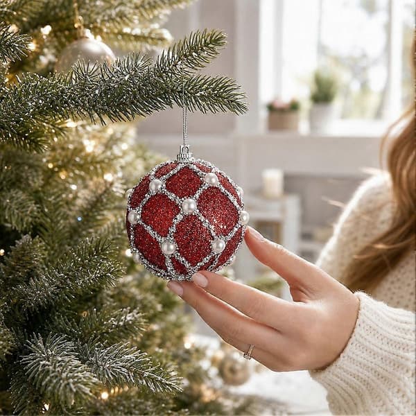 Pärlskum julkulor - Juldekoration med lättviktsdesign Red