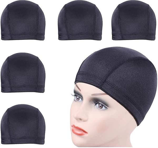 5 st/lot Svart Dome Cap För Att Göra Peruker Stretchbara Hårnät Med Bred Elastisk