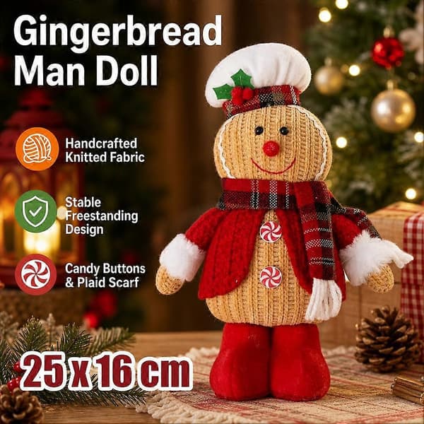 Juleplysjdukke Pepperkakekokk Figur Dekor Polyester Bomull Premium Men's Figurine