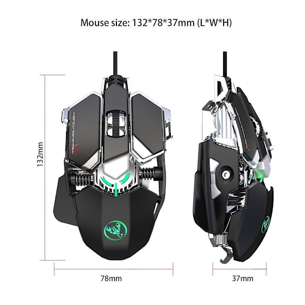 Spil Mekanisk Defineret USB Kablet 6400 Dpi Justerbar Pc Gaming Mus 9 Knapper Programmering Super Mus Ergonomi | Mus