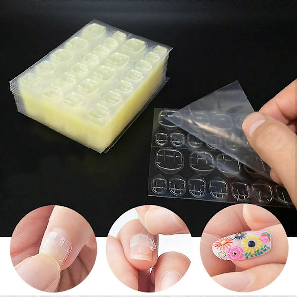 10 Ark Dubbelsidiga Nagelklistermärken, Ultratunna Andningsbara Böjbara Klisterremsor Falska Naglar Limklistermärke Design, Stark Klibbig Gelé för W