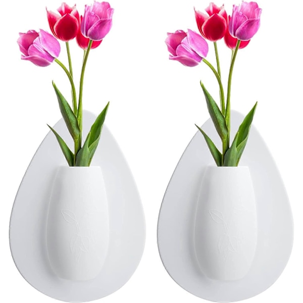 PAGOW Magisk Silikonvas, Avtagbar Silikonblomvas, Återanvändbar Väggmonterad Klibbig Blomvas, Självhäftande Bukettväxtförvaring Dekoration för Vägg