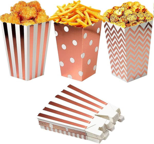 Rosa popcorn-bokser - Godteriposer i papp for fester (36 stk)